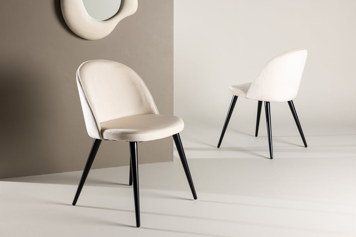 Velour Spisebordsstol 2-pak Beige