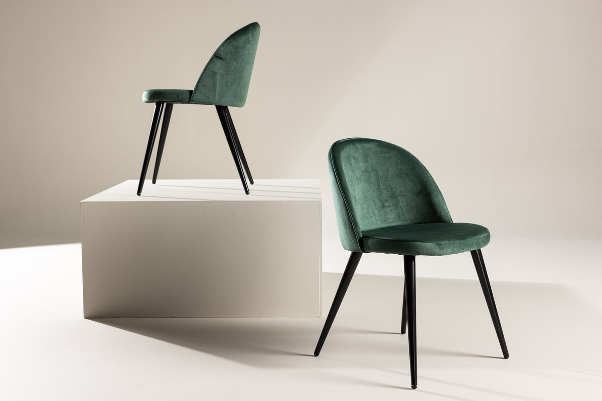 Velour Spisebordsstol 2-pak Grøn