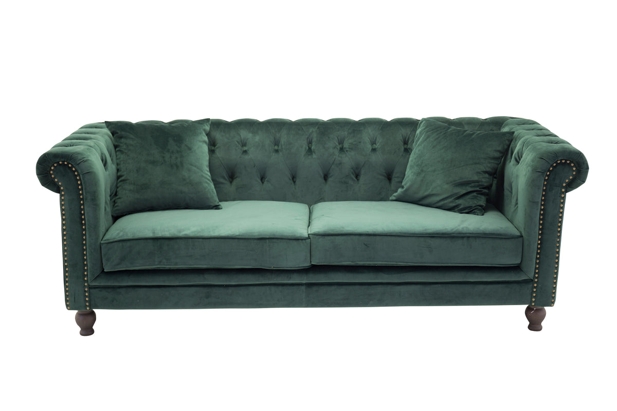 Velour 3-personers Sofa Grøn