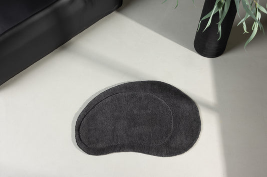 Oval tæppe, 75 x 50, mørkegrå