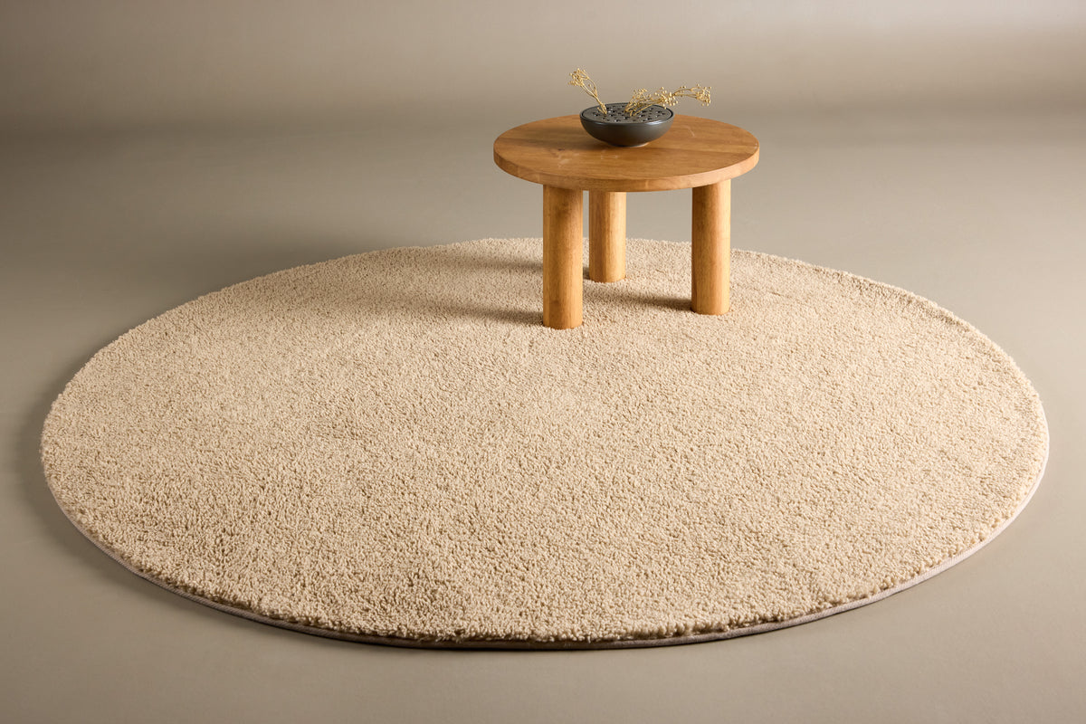 Teddy Rundt Tæppe ⌀200 Beige