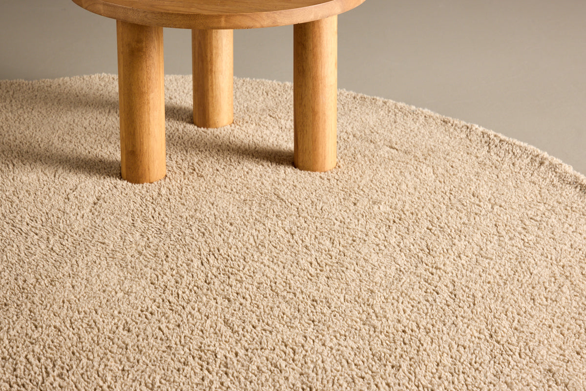 Teddy Rundt Tæppe ⌀200 Beige