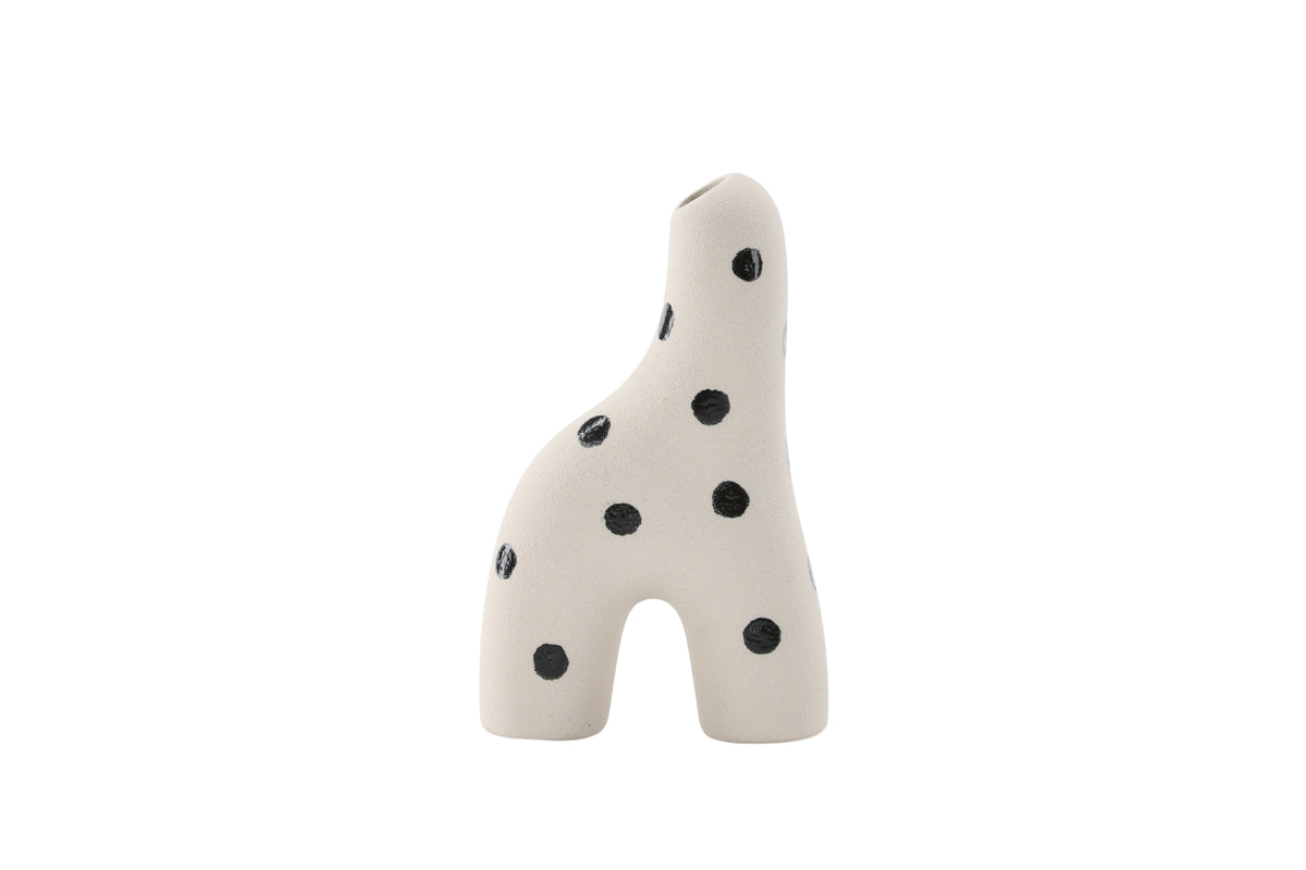 Aya Vase 5 x 16 x 10 Hvid med Sorte Prikker