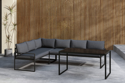 Hjørnesofa sæt Sort Grå