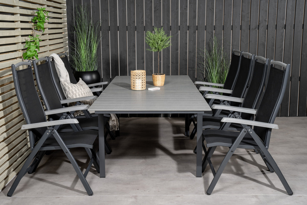 Levels & Albany Rektangulært Spisebord 160x100x75 Sort + Positionsstole Sort