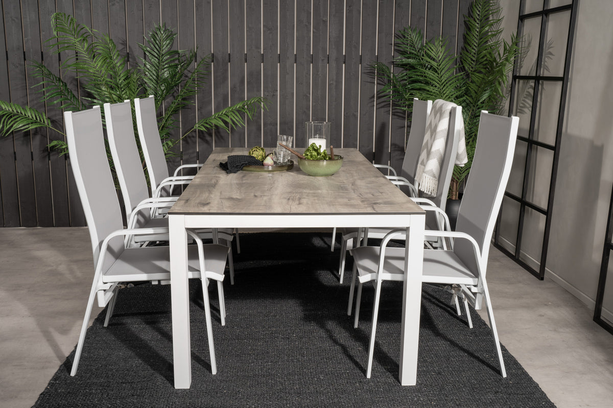 Copacabana & Llama Reclinerstole Grå + Spisebord 205x100