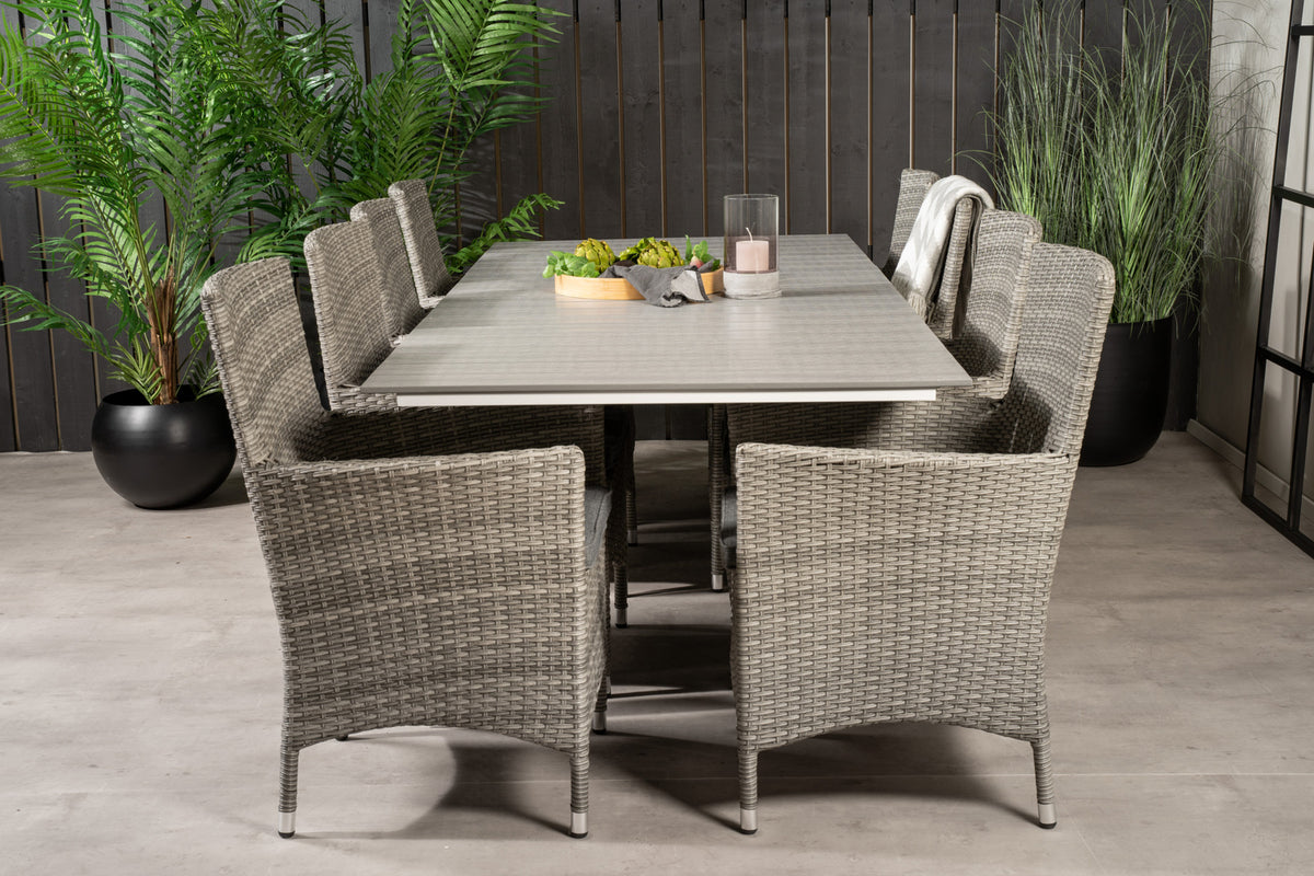 Levels & Malin Spisebord 160x100x75 + Spisestole Grå