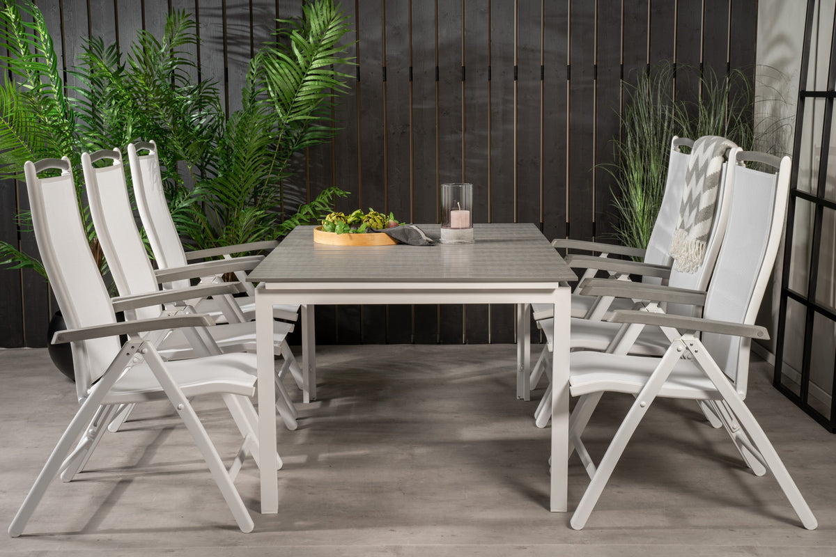 Levels & Albany Rektangulært Spisebord 160x100x75 Hvid + Positionsstole Hvid