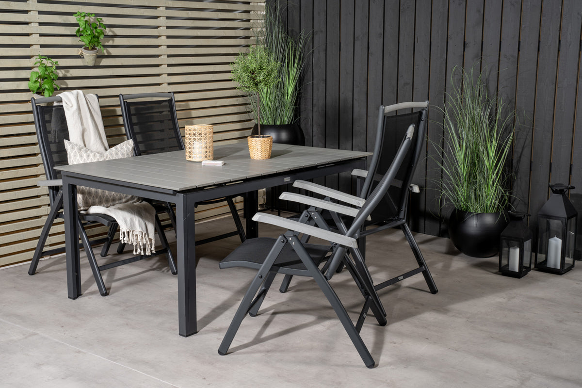 Levels & Albany Spisebord 160x100x75 + Positionsstole Sort