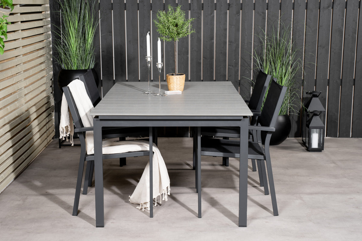 Levels & Copacabana Spisebord 160x100x75 + Spisestole Sort