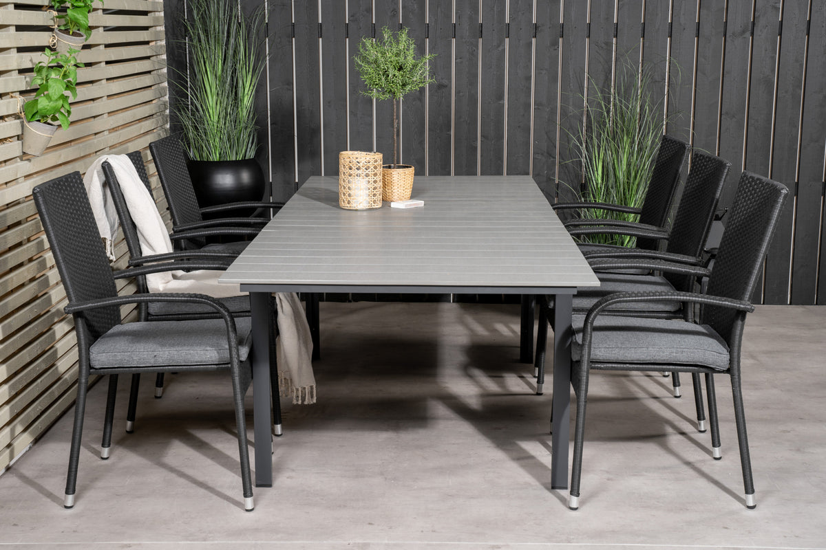 Levels & Anna Rektangulært Spisebord 160x100x75 Sort + Spisestole Sort