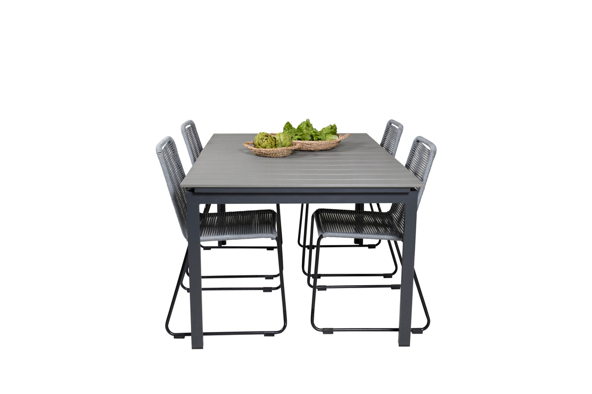 Levels & Lindos Spisebord 160x100x75 + Spisestole Grå