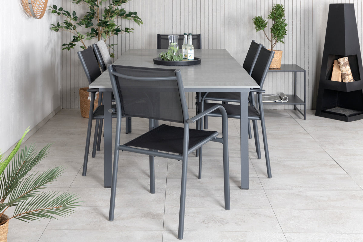 Levels & Santorini Spisebord 160x100x75 + Spisestole Sort