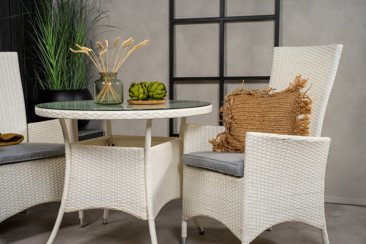 Padova & Volta Reclinerstole Hvid + Spisebord ⌀90