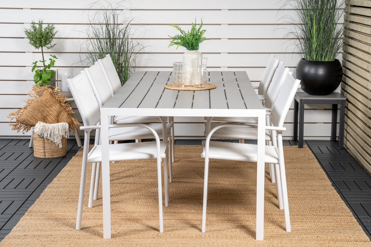 Break | Santorini Spisebord 205x90 + 6 spisebordsstole