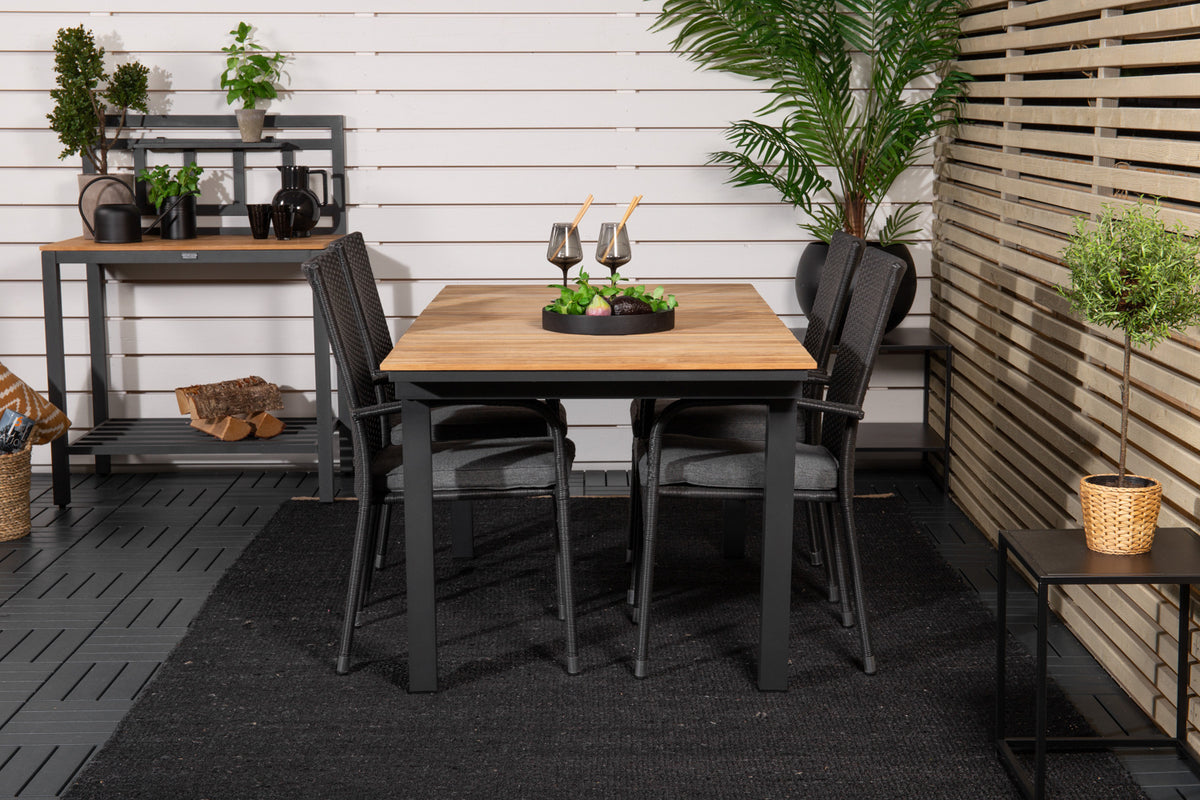 Mexico & Anna Spisebord 90x180/240 + Spisestole Sort