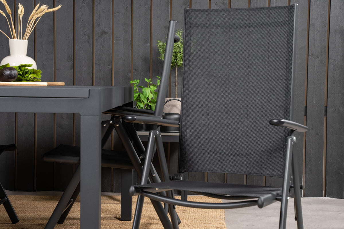 Break & Marbella Positionsstole Sort + Spisebord 160x100x75