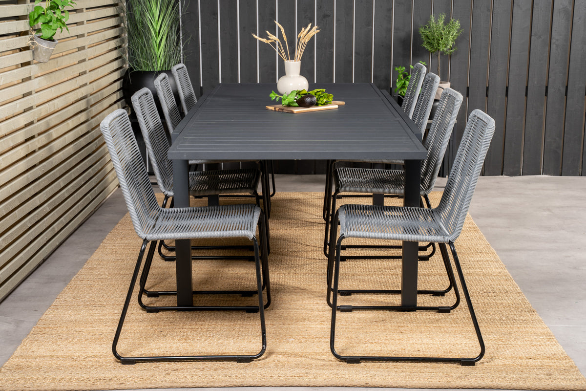 Lindos & Marbella Spisestole Grå + Spisebord 160x100x75