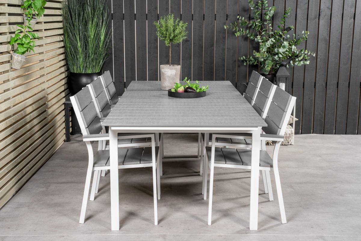 Levels Spisebord 229x100x75 + Spisestole Grå