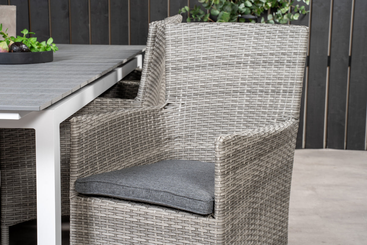 Levels & Malin Spisebord 229x100x75 + Spisestole Grå