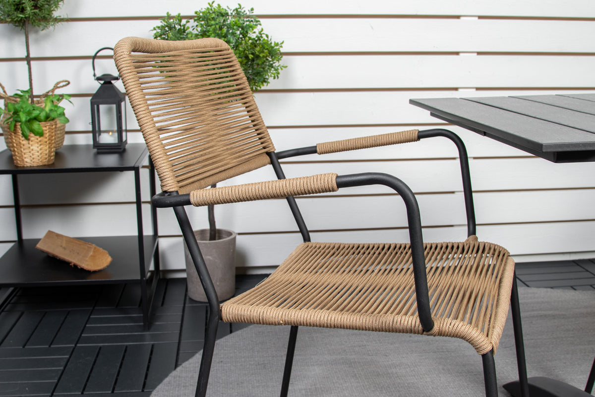 Venture Home Colorado & Lindos Cafebord 70x70 + Spisebordsstole Brun