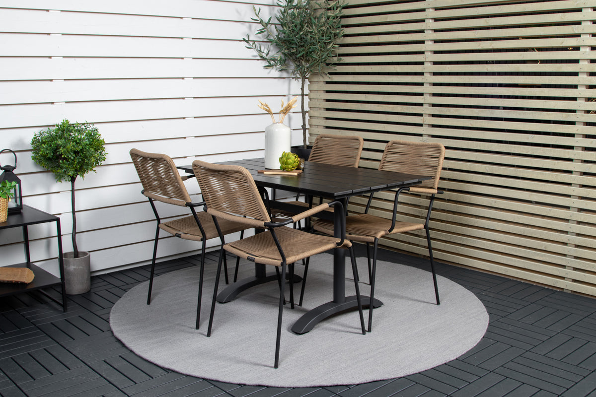 Denver & Lindos Spisebord 120x70x74 + Spisebordsstole Brun