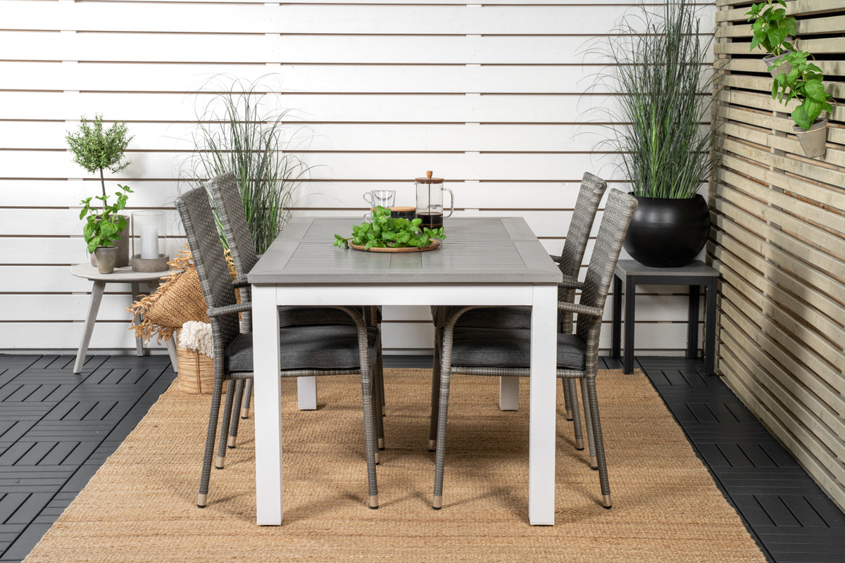 Albany & Anna Spisebord 152x90 + Spisestole Grå