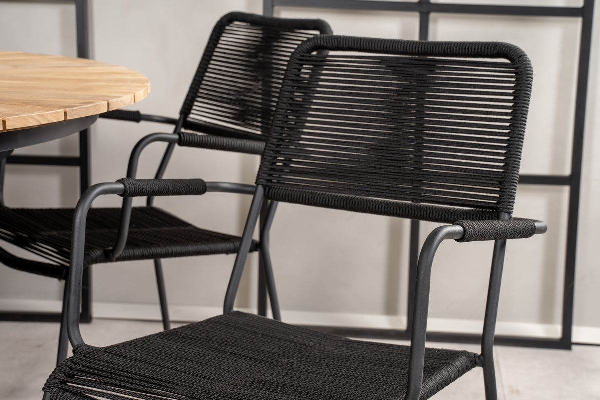 Mexico & Lindos Spisebord ⌀140 + Spisestole Sort