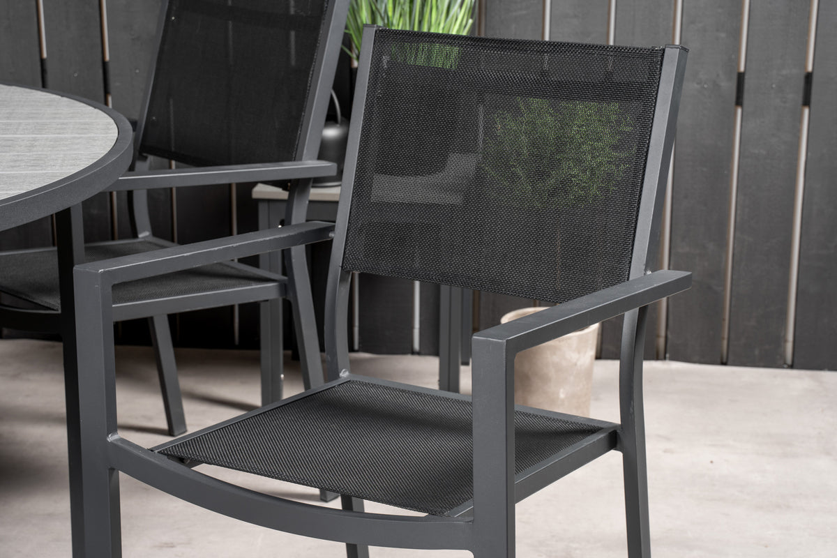 Copacabana & Parma Spisestole Sort + Rundt Spisebord ⌀140 Mørkegrå