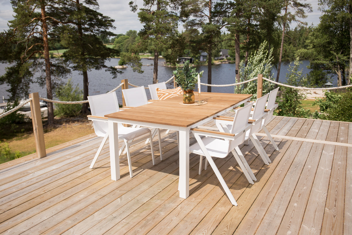 Venture Home Mexico Spisebord 210x100 + Spisestole Hvid