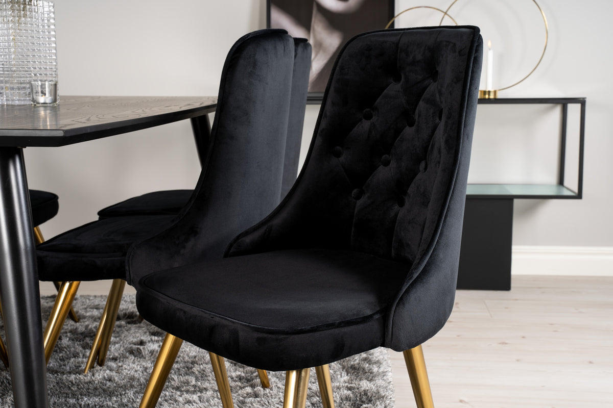 Rektangulært spisebord 180 x 90 Sort + Spisebordsstol 2-pak Sort