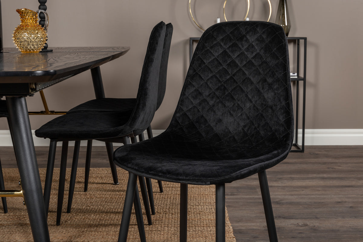 Rektangulært spisebord 180 x 85 Sort + Spisebordsstol 2-pak Sort