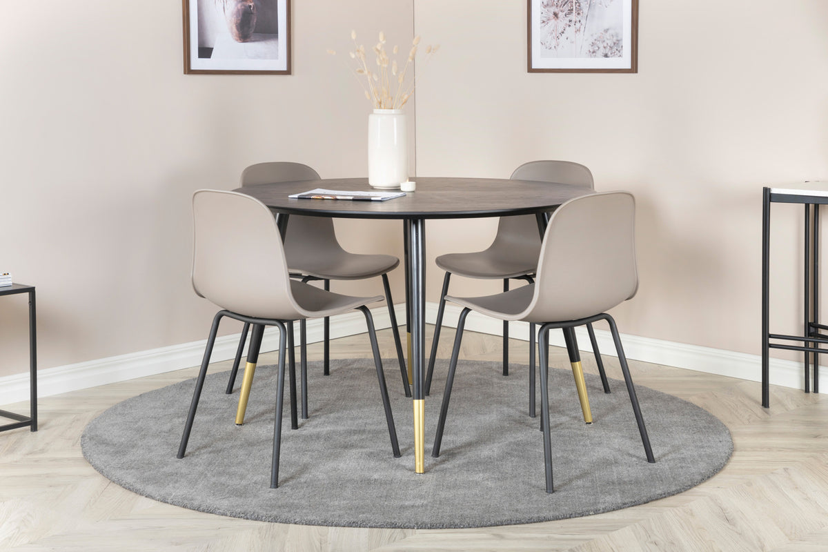 Arctic & Dipp Spisebordsstol 2-pak Beige + Rundt Spisebord ⌀115 Sort