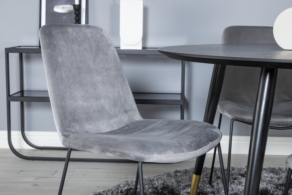 Spisebordsstol 2-pak Grå + Rundt Spisebord 115 Sort