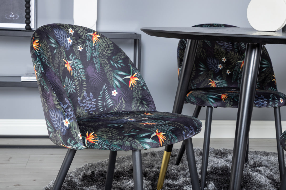 Rundt spisebord 115 Sort + Spisebordsstol 2-pak Sort