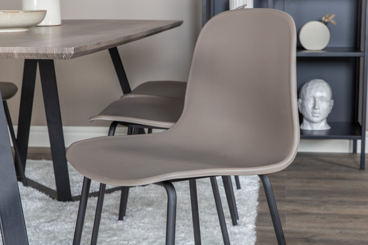 Arctic & Marina Spisebordsstol 2-pak Beige + Rektangulært Spisebord 180 x 90 Natur