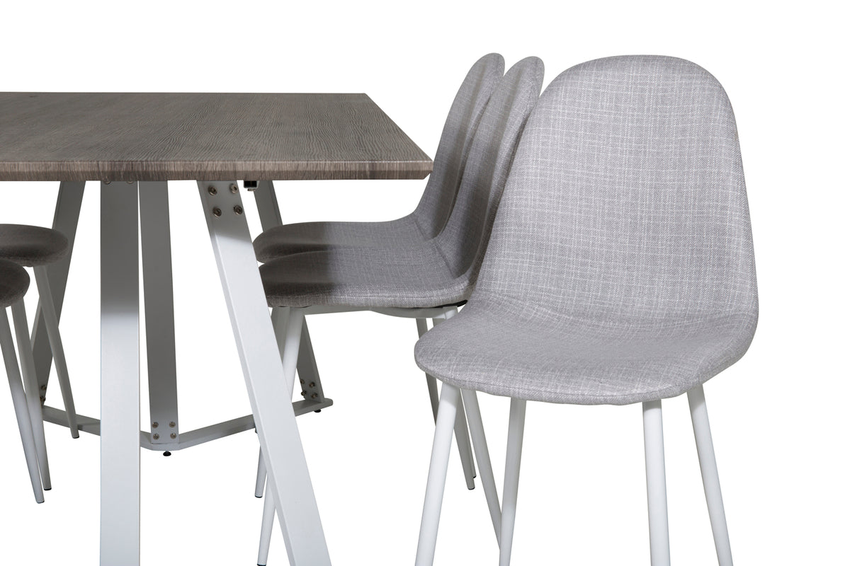 Polar & Marina Spisebordsstol 2-pak Grå + Rektangulært Spisebord 180 x 90 Grå