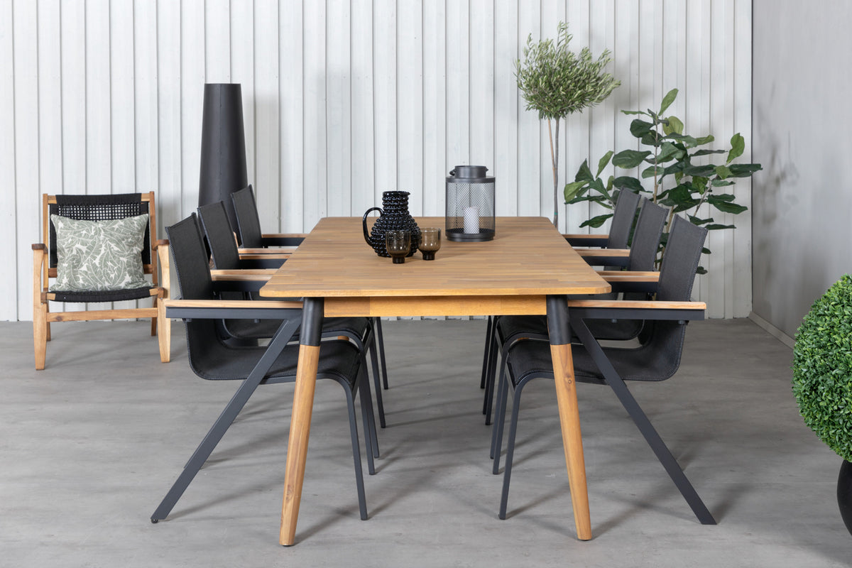 Julian & Mexico Rektangulære Spisebord 210x100 Natur + Spisestole Sort