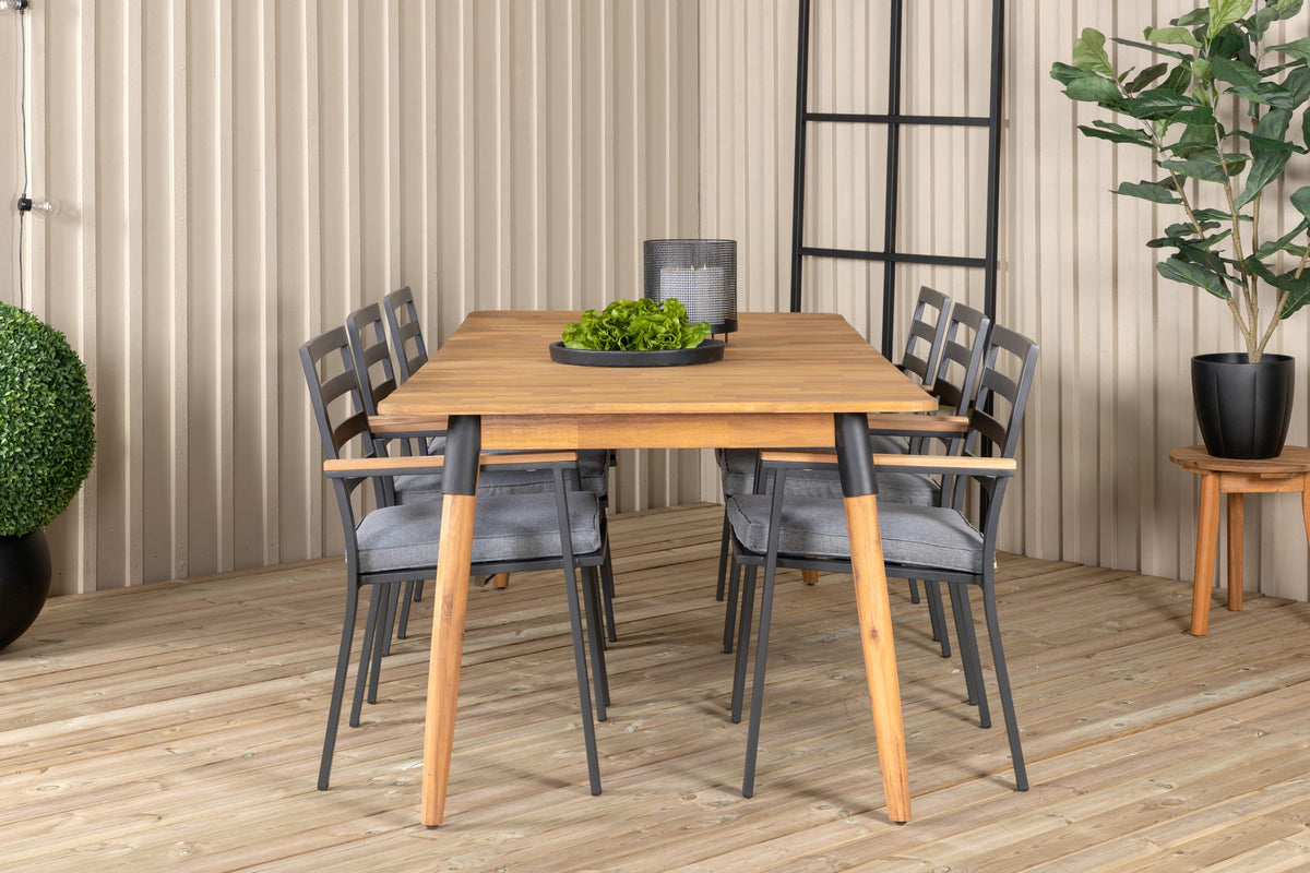 Julian & Brasilia Spisebord 210x100 + Spisestole Sort