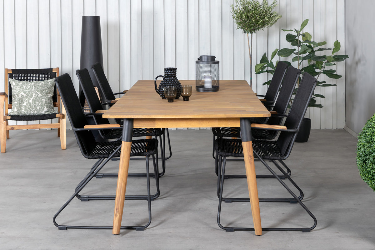 Julian & Bois Spisebord 210x100 + Spisestole Sort