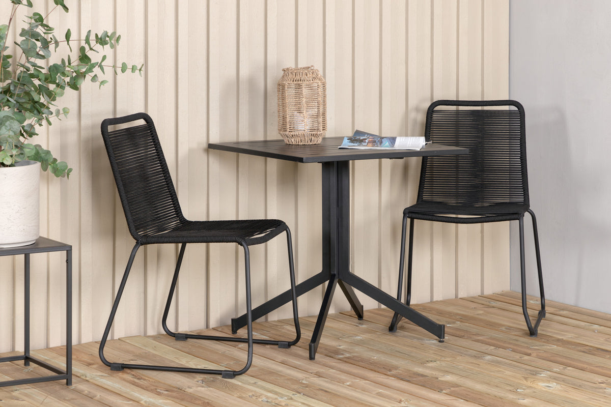 Way & Lindos Cafébord 70x70 + Spisestole Sort