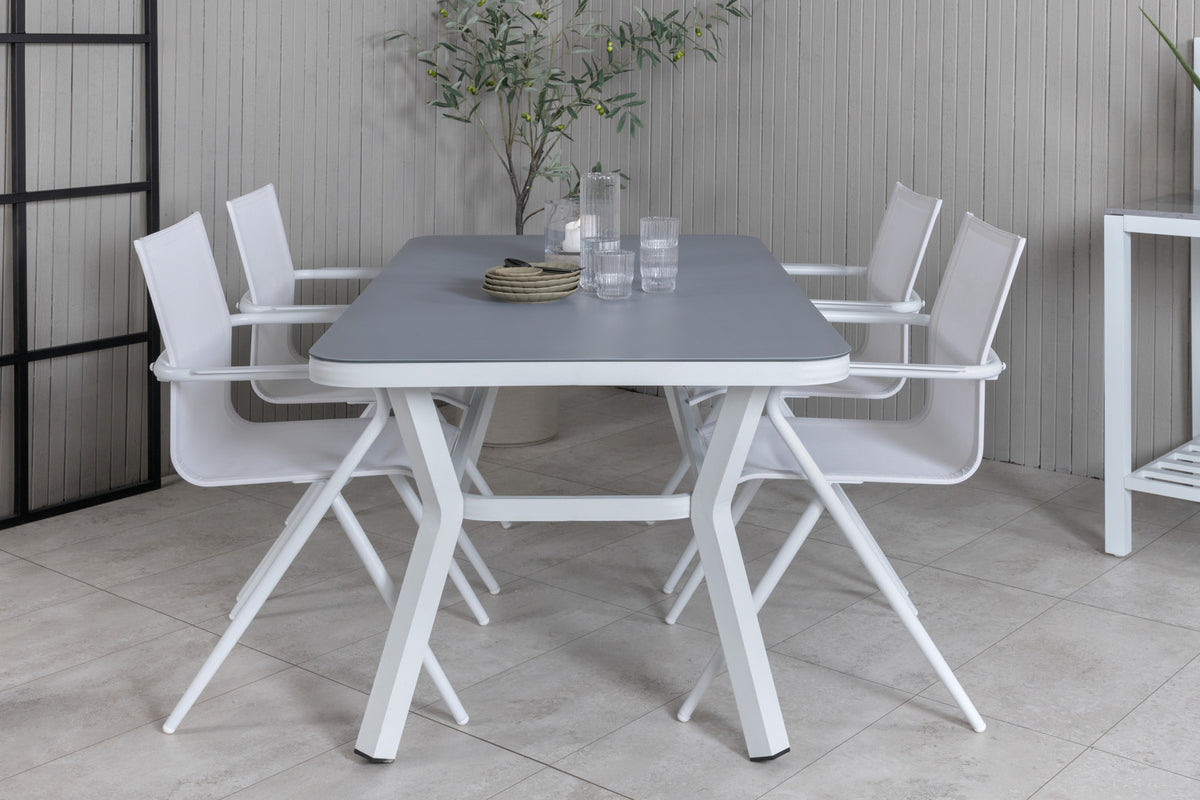 Virya & Alina Spisebord 160 x 90 + Spisestole Hvid