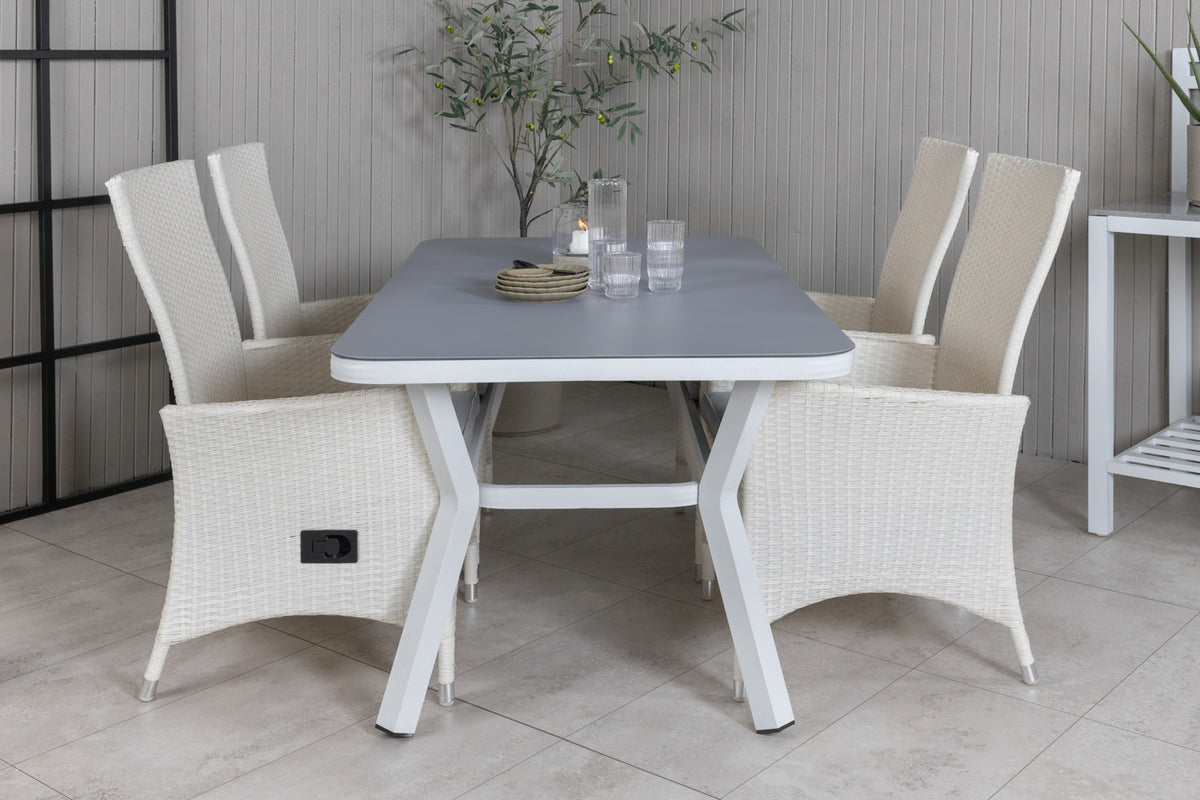 Virya & Padova Spisebord 160 x 90 + Reclinerstole Hvid