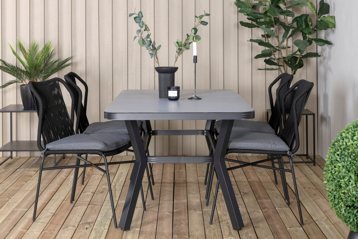 Julian & Virya Spisestole Sort + Spisebord 160 x 91