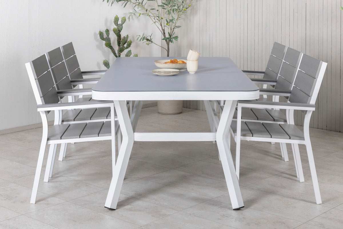 Virya & Levels Spisebord 200x100 + Spisestole Grå