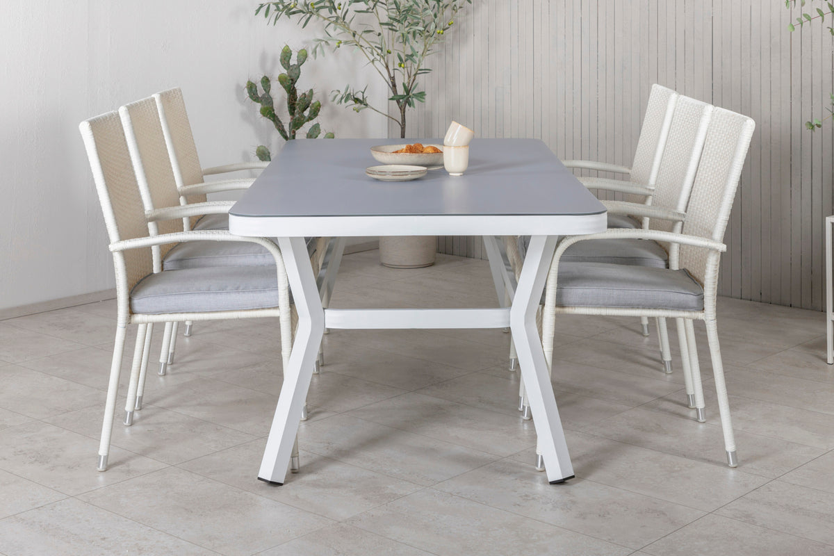 Virya & Anna Spisebord 200x100 + Spisestole Hvid