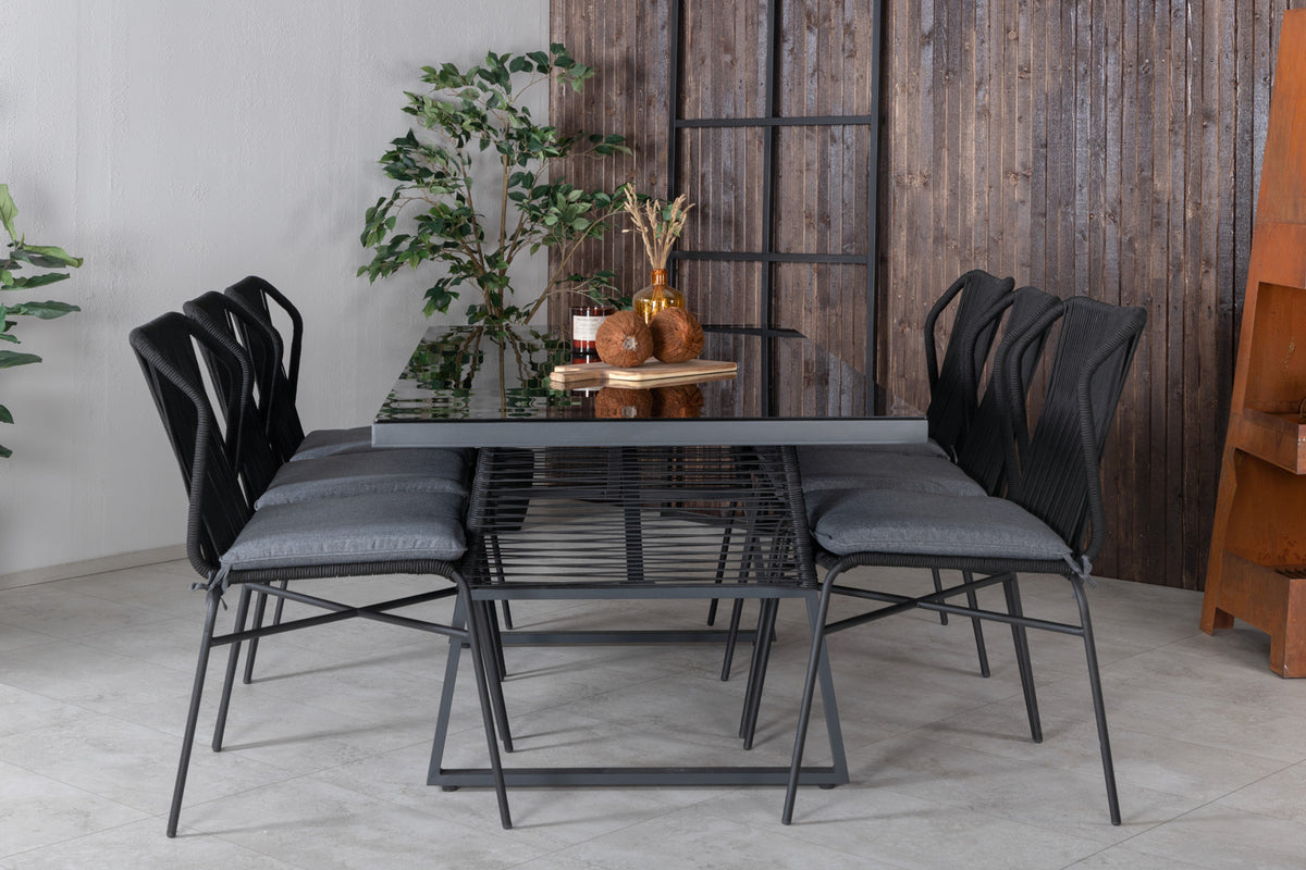 Julian & Dallas Spisestole Sort + Spisebord 193x90