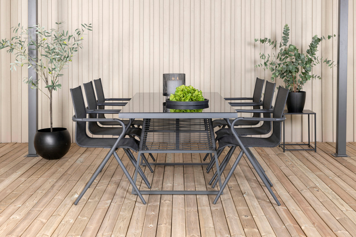 Dallas & Alina Spisebord 193x90 + Spisestole Sort