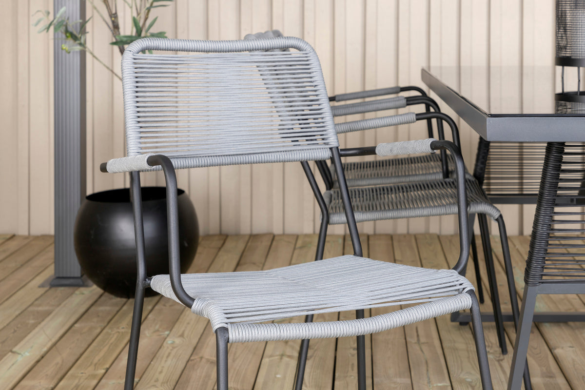 Dallas & Lindos Spisebord 193x90 + Spisestole Grå