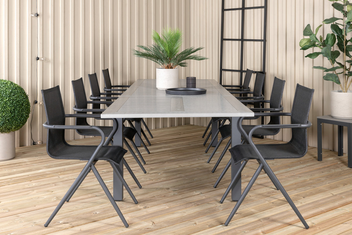 Alina & Albany Spisebordsstole Sort + Spisebord 224x100